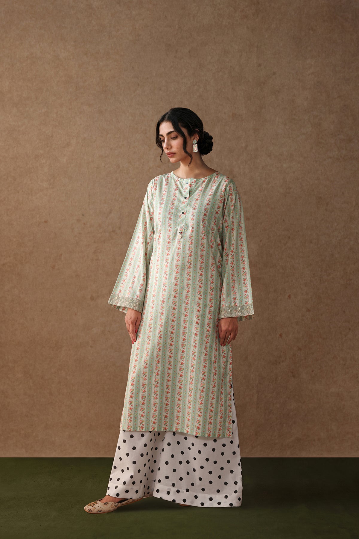 Floral Stripe Kurta Set