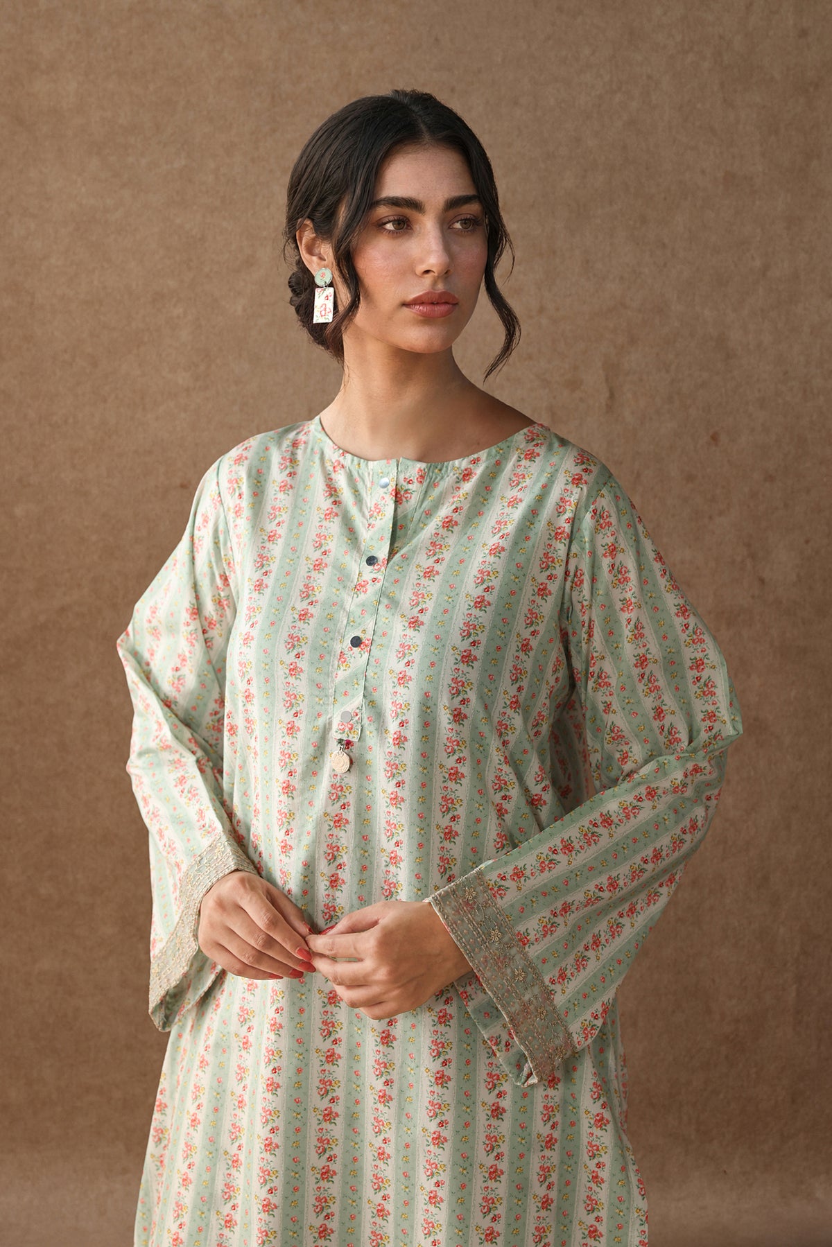 Floral Stripe Kurta Set