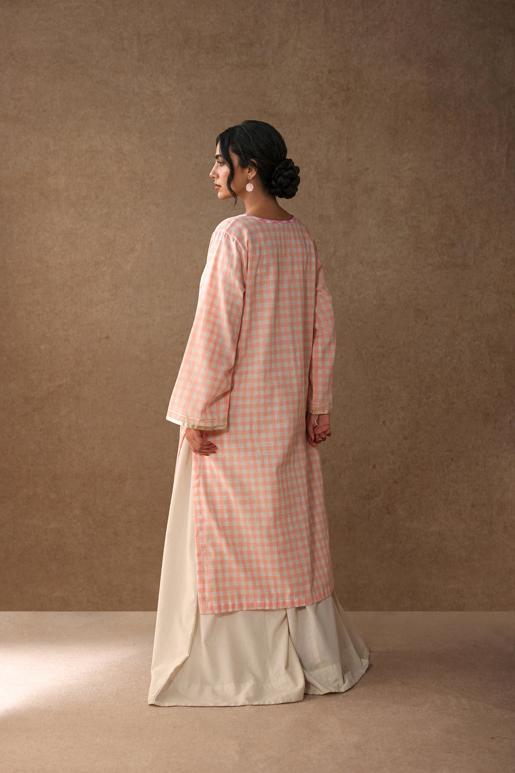 Peach Pintuck Kurta
