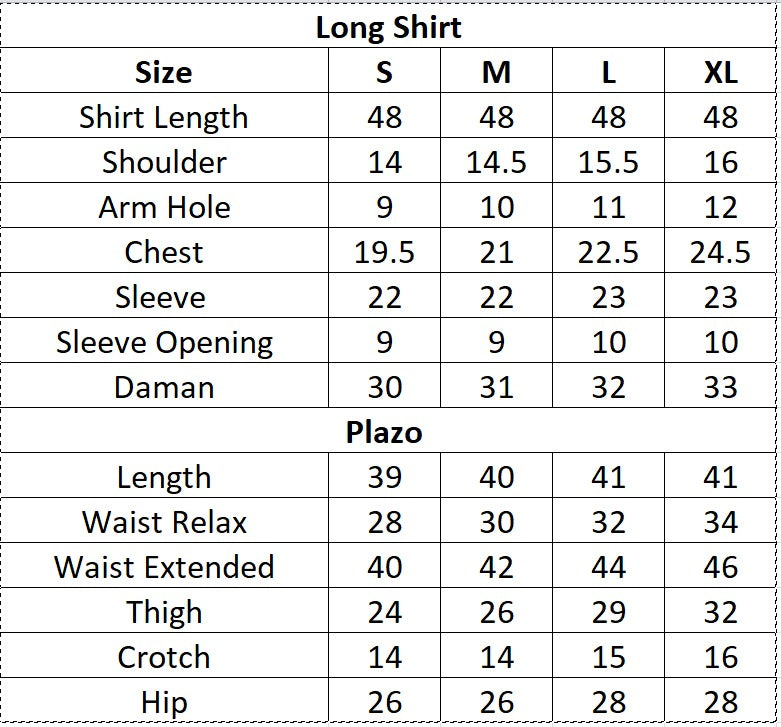 Beige Rose Size Chart