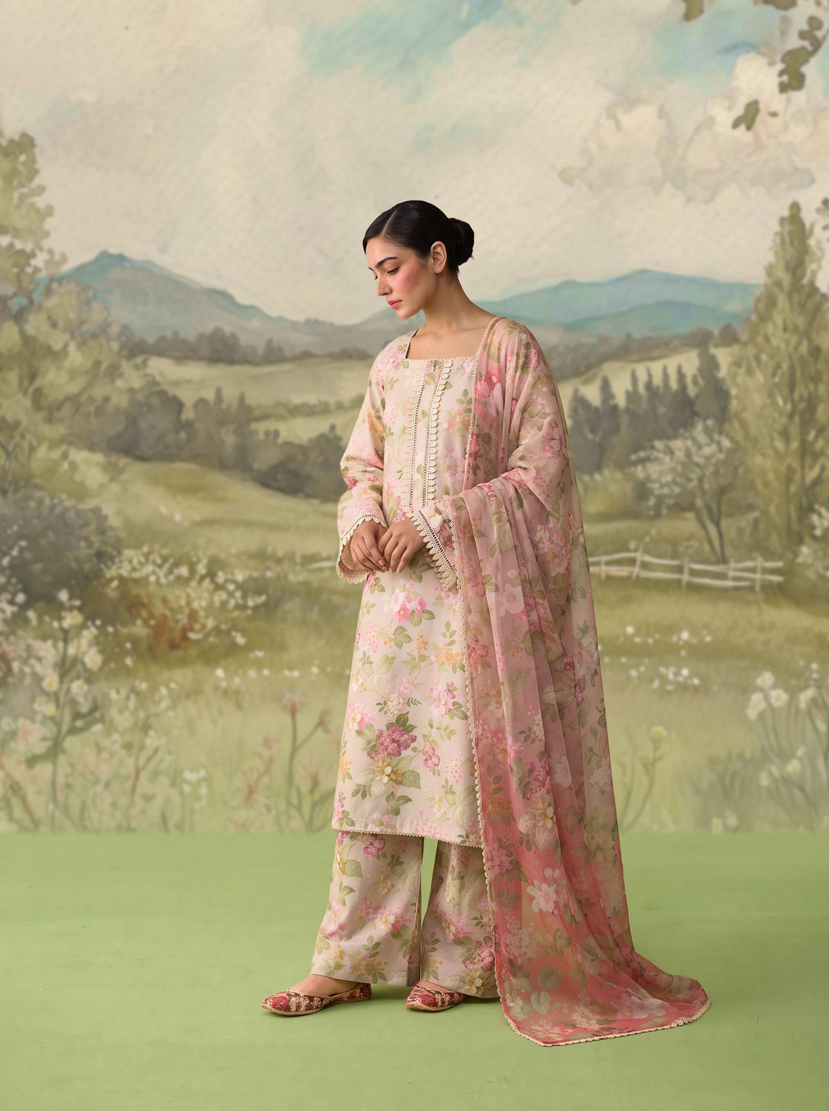Pink Beige Floral