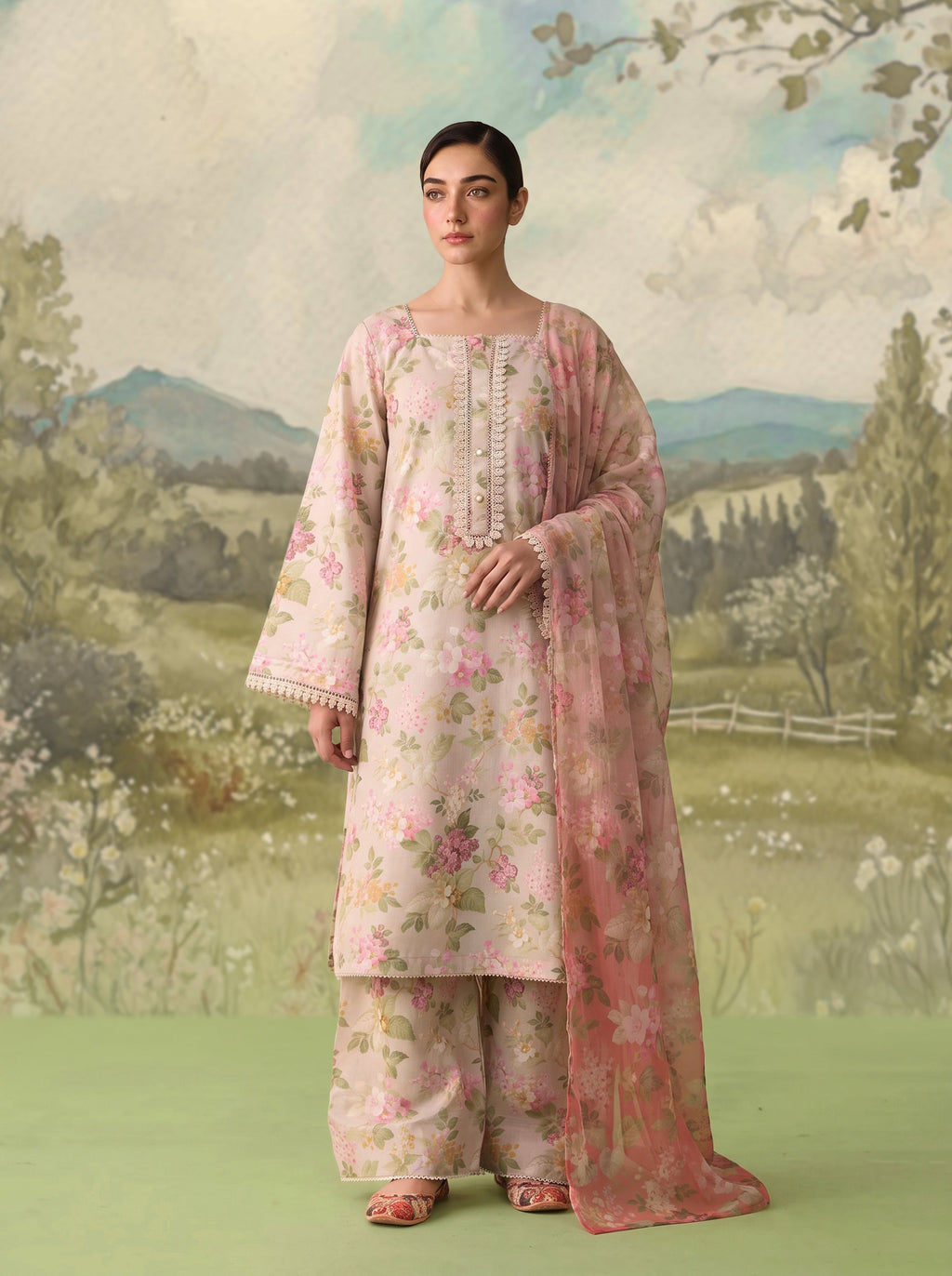 Pink Beige Floral