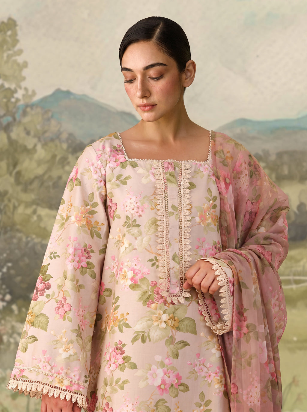 Pink Beige Floral